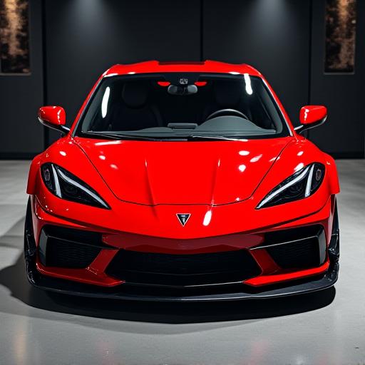 Auto sportiva rossa con body kit wide