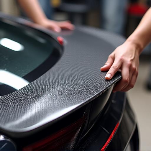 Montaggio di un alettone posteriore in fibra di carbonio