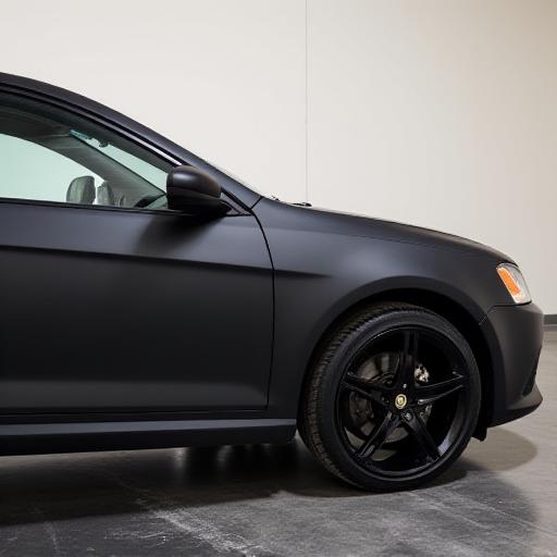 Vettura con wrapping nero opaco completato